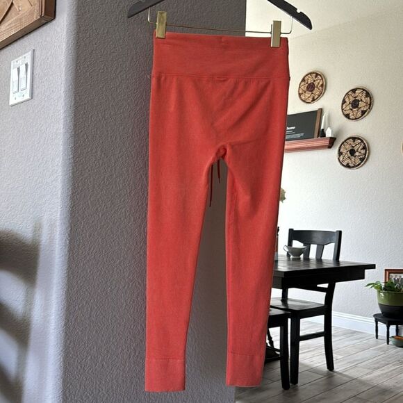 NWOT Free People High Rise Leggings Orange Peach Drawstring XS/S Gym Activewear - Picture 10 of 15